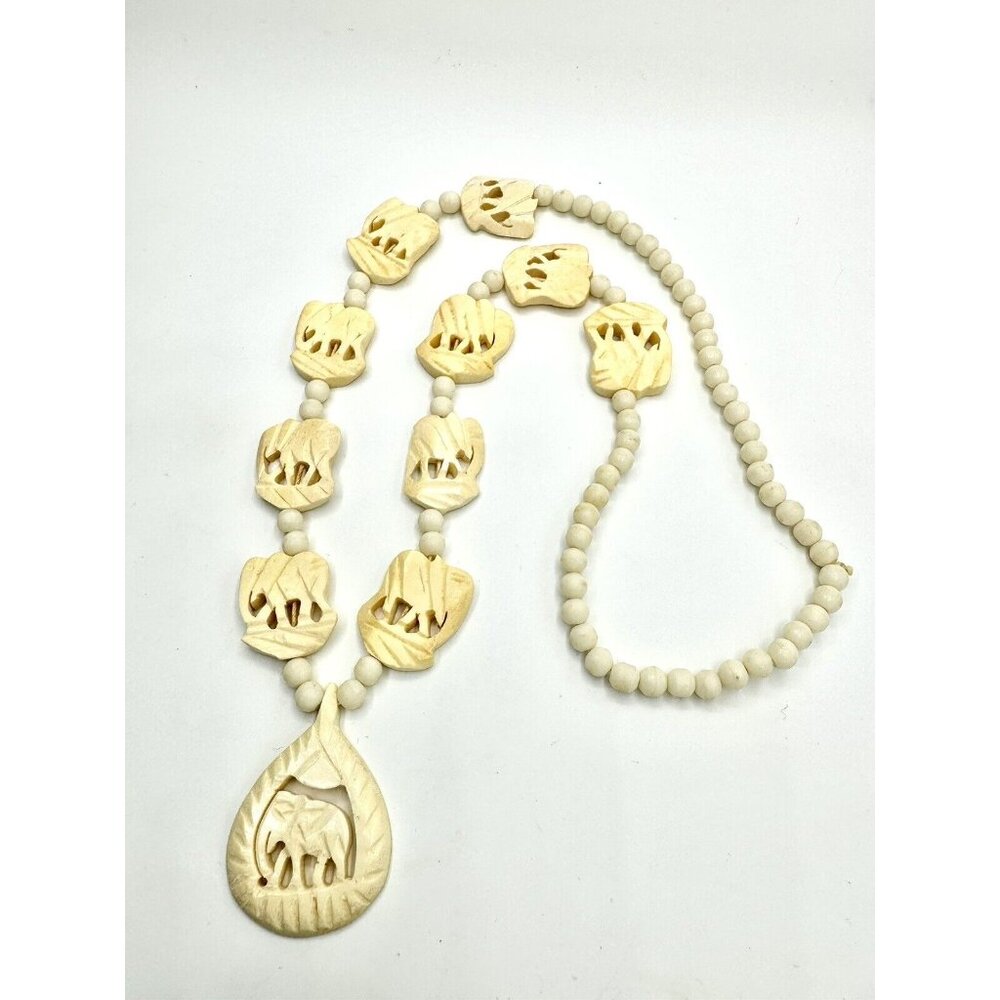 Vintage Carved African Safari Necklace